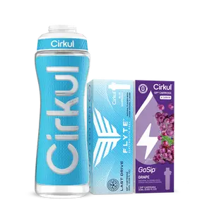 Cirkul® Performance Set: 22oz. Blue Comfort Grip Squeeze Bottle + Energy (GoSip®) & Electrolyte (Flyte®) Sip® Cartridges