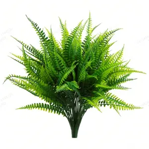 10 Bundles Artificial Plants, Artificial Ferns, Fake Wheat Grass, Faux Greenery Stems, UV Resistant, Outdoor Patio Garden Decor, Plastic Shrubs
