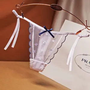 Underwear Girl Mesh Embroidered Sexy Ultra Slim T-Back Low Waist Strap plus Size Womenswear Panties Lingerie