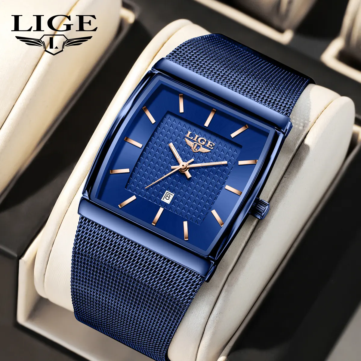 LIGE Men's Casual Fashion Watch - 38mm Classic Analog Stainless Steel Wristwatch with Luminous Hands, Date Calendar, Waterproof Quartz Movement, Mineral Glass Clasp