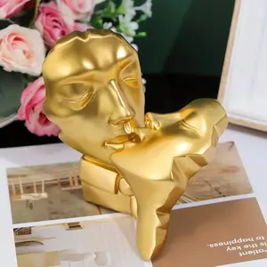 A set of couple kissing art sculptures in a modern light luxury style, perfect for home living room or entryway decoration. Can be given as a Valentine's Day or New Year gift! Interior Decoration Accessories