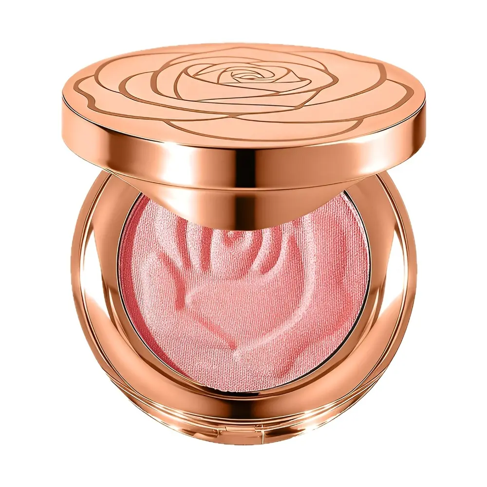 Petal-Shaped Blush Powder, Long-lasting & Brightening Cosmetic Makeup for a Pearlescent Glow, Rose Color Beauty Cosmetics for Fair Skin