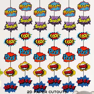 Hero Themed Party Decorations, Fun Hero Sign Cutouts, Paper Cardboard Cutouts, Ceiling Hanging Banner, Garland for Superhero Events