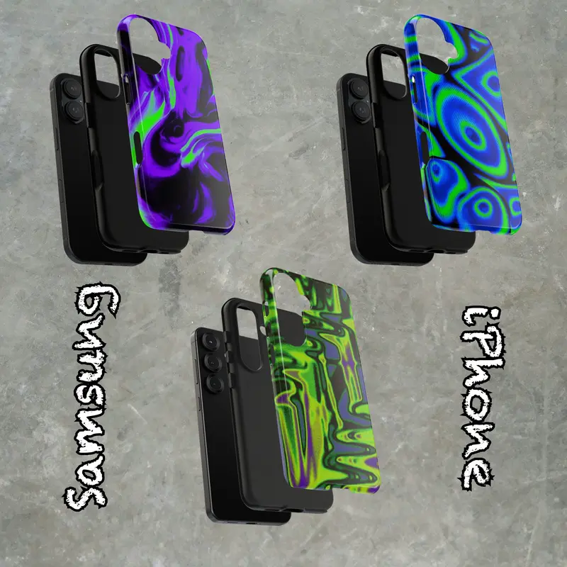 Psychedelic Halloween Phone Case - Trippy Neon Slime & Abstract Pattern Cover - Cool Protective Case for iPhone 7-16 (Plus/Pro/Pro Max) & Samsung 21-24 (Plus/Ultra) Protection Cellphone with Precise Camera Cutout