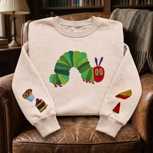 Eat The Rich Embroidered Sweatshirt, Funny Caterpillar Embroidery Shirt, Activist Crewneck, Bookish Humor Sweatshirt, Funny Protest Shirt