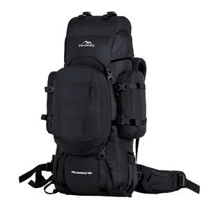 TRAWOC WILDWING 95L Travel Backpack - Internal Frame with Detachable Daypack Camping Hiking Trekking - Men & Women-Black