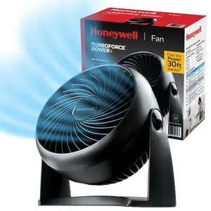Honeywell 10” Black Turbo Force Power Table Fan, 30ft. Air Circulation Power, 3 Speed, 90° Pivot, HPF820BWM
