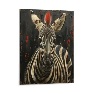 Funky Zebra Posters Wall Art Prints Abstract African Wildlife Theme Canvas Posters Home Wall Art Family Bedroom Office Decor Aesthetic Festival Gift