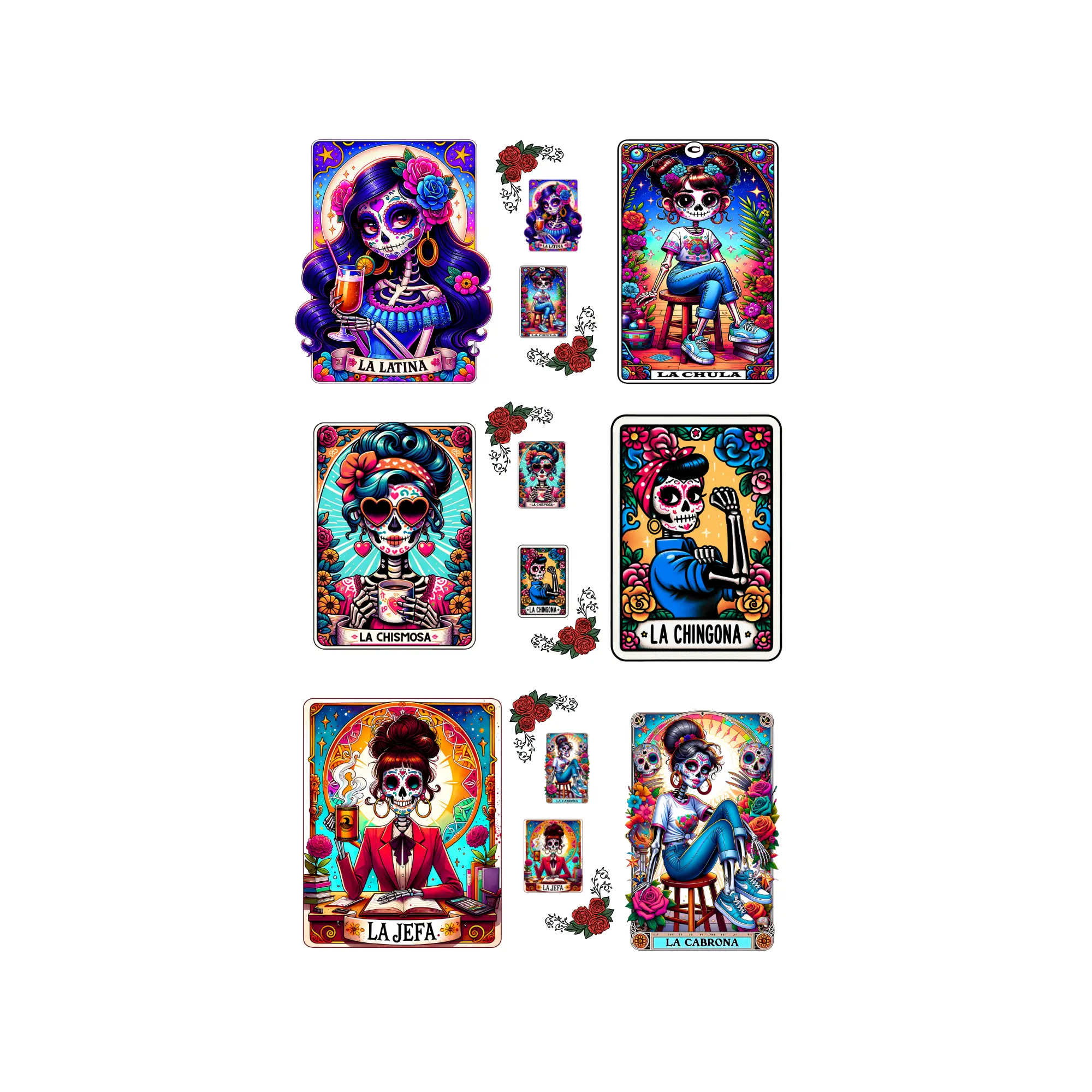 Dia De Los Muertos DTF Hot Peel Gang Sheets Transfers, Vibrant Hispanic Handicraft, 22" x 36" Custom DIY Crafts Supplies for Matching Apparel, 325°F x 15 Secs Specialty Toy & Hobby Accessory