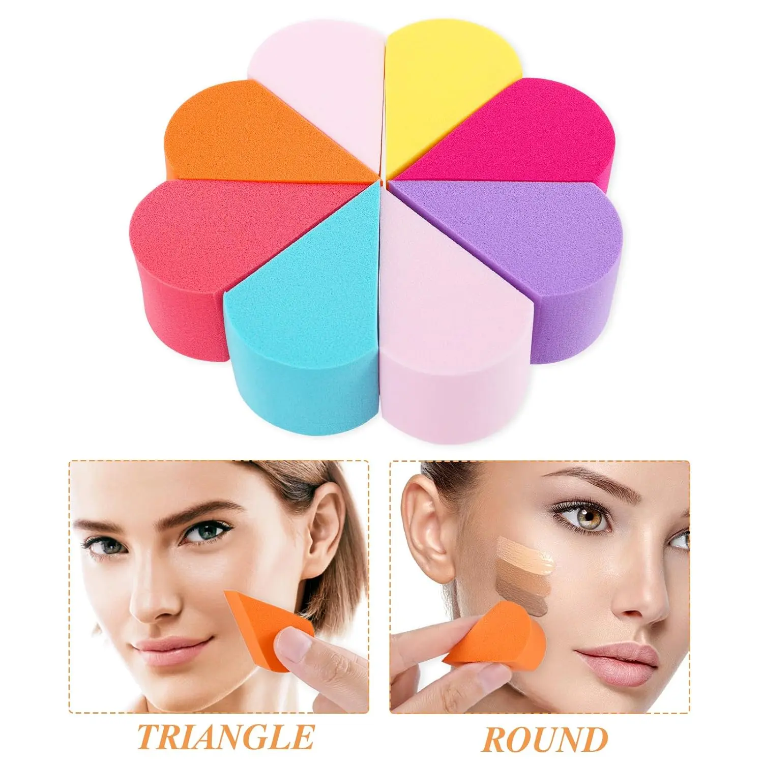 8 Pcs Makeup Sponge Beauty Face Paint Sponge Reusable Cosmetic Petal ...