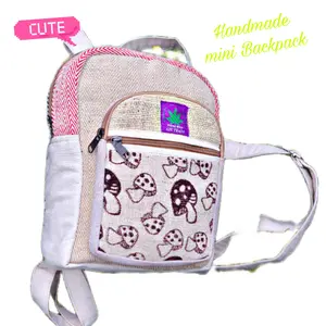 Heml Handmade Natural backpack, eco-friendly handmade stylish unisex casual & very useful for  Hiking, Traveling and many more (Mushroom printed)