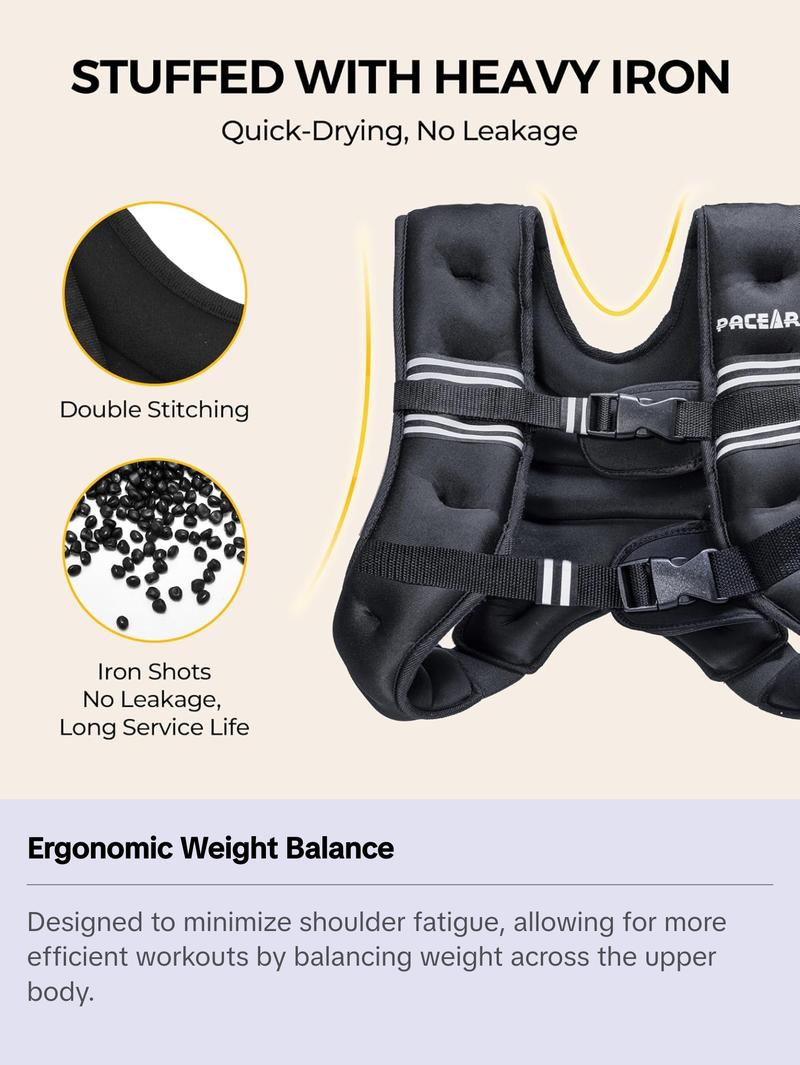 Weighted Vest,4Lb/6Lb/10Lb/12Lb/16Lb/20Lb/25Lb/30Lb Weight Vest with Reflective Stripe, Body Weight Vests Adjustable for Men, Women Workout, Strength Training, Running, Walking, Jogging