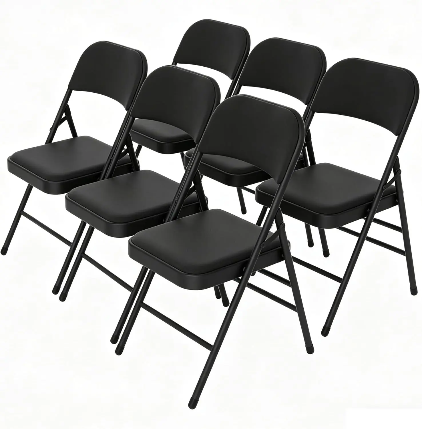 4/6 Pack Office Guest Chairs Fabric Black Fabric Folding Chair with Padded Cushion and Back, Portable Reception Room Chairs for Commercial Events, Heavy Duty Home Office Furniture Comfy Desk Seating