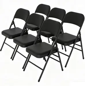 4/6 Pack Office Guest Chairs Fabric Black Fabric Folding Chair with Padded Cushion and Back, Portable Reception Room Chairs for Commercial Events, Heavy Duty Home Office Furniture Comfy Desk Seating