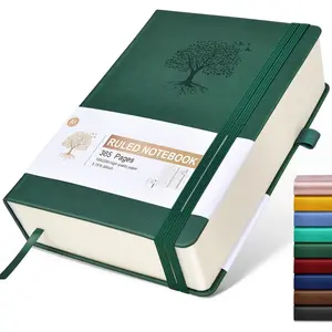 365 Pages A5 Lined Journal Notebook, Thick Ruled Hardcover Leather Journal for Writing, Daily Note Taking for Work, 100Gsm Lined Paper for Women Men, Green 5.75'' X 8.38''