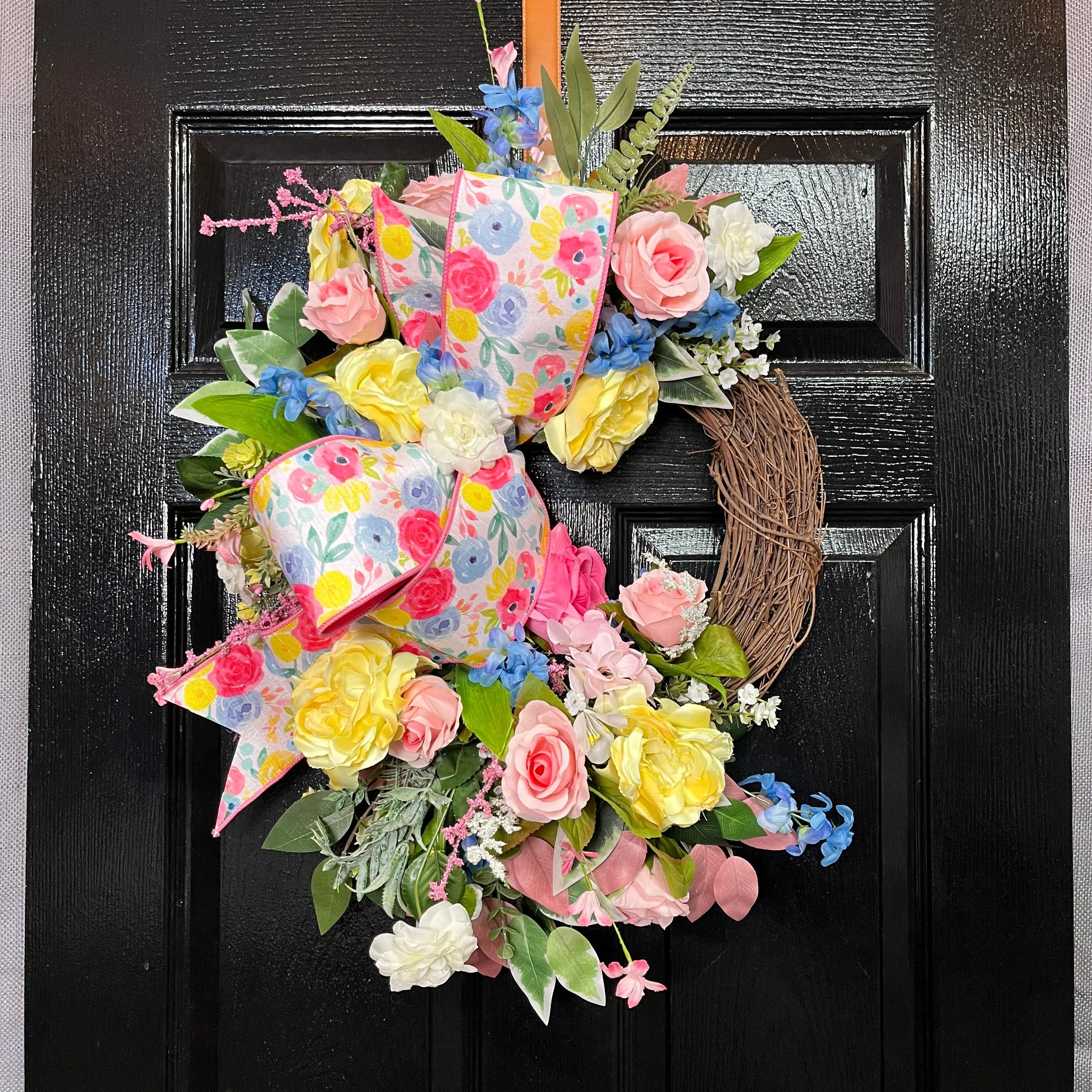 14" Spring Floral Grapevine Wreath