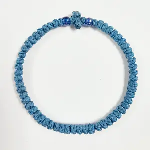 Komboskini Chotki prayer rope bracelet.Greek Orthodox prayer rope Komboskini 33-65 knotted wax thread bracelet, Greek cross prayer rope bracelet