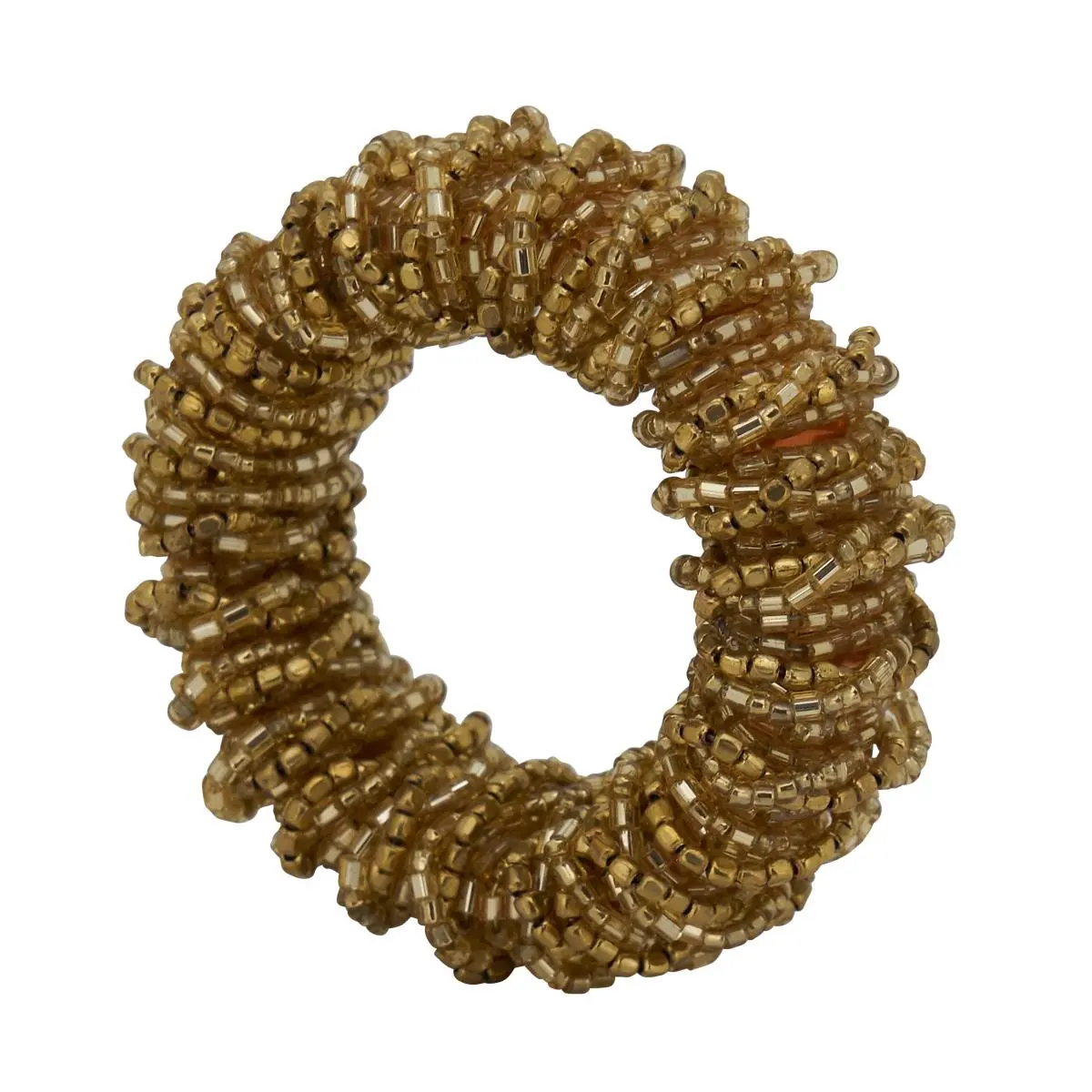 Saro Lifestyle NR531.GL Beaded Round Napkin Rings - Gold Tableware, Set of 4