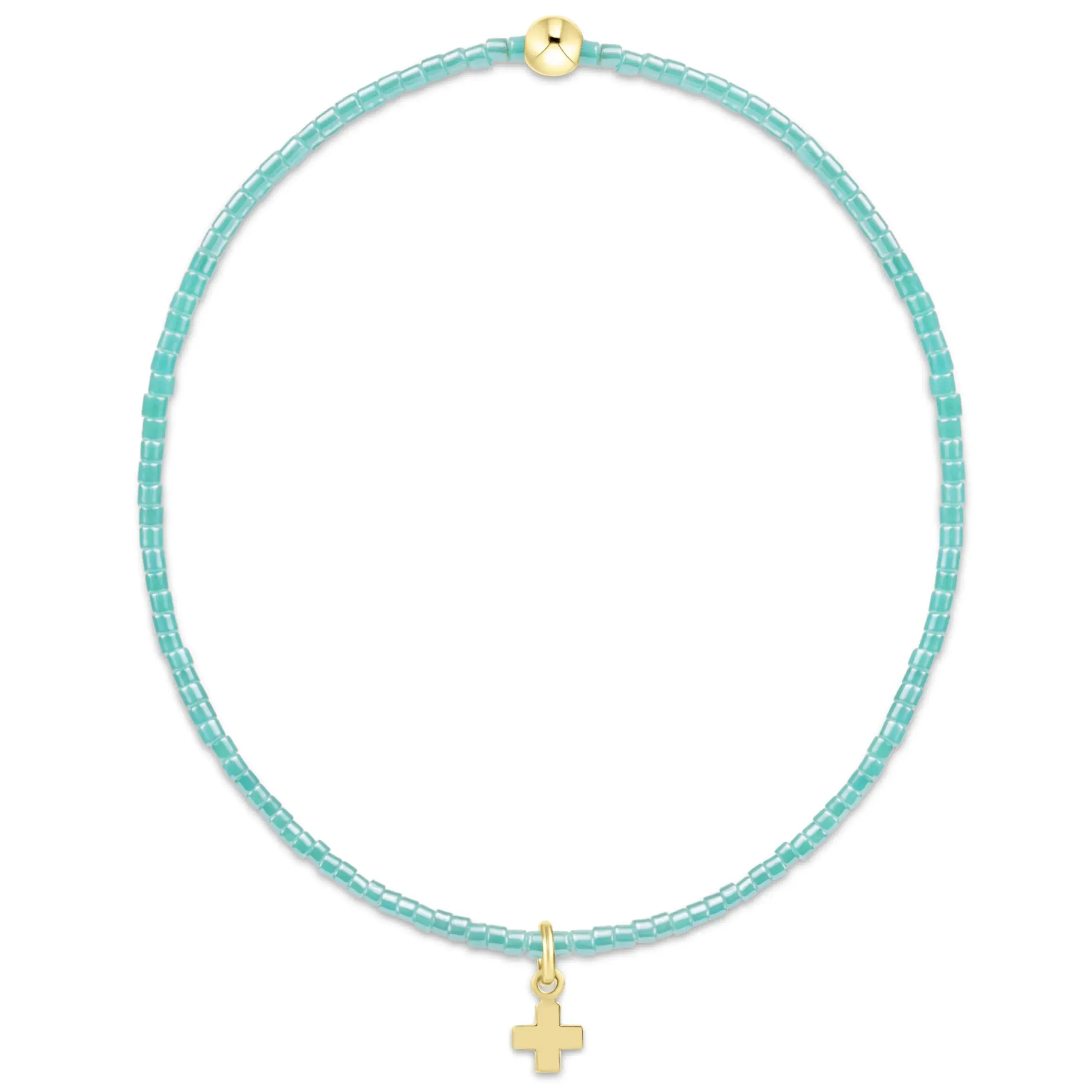 Hope Classic Sea Glass Bracelet - Signature Cross Small Gold Charm