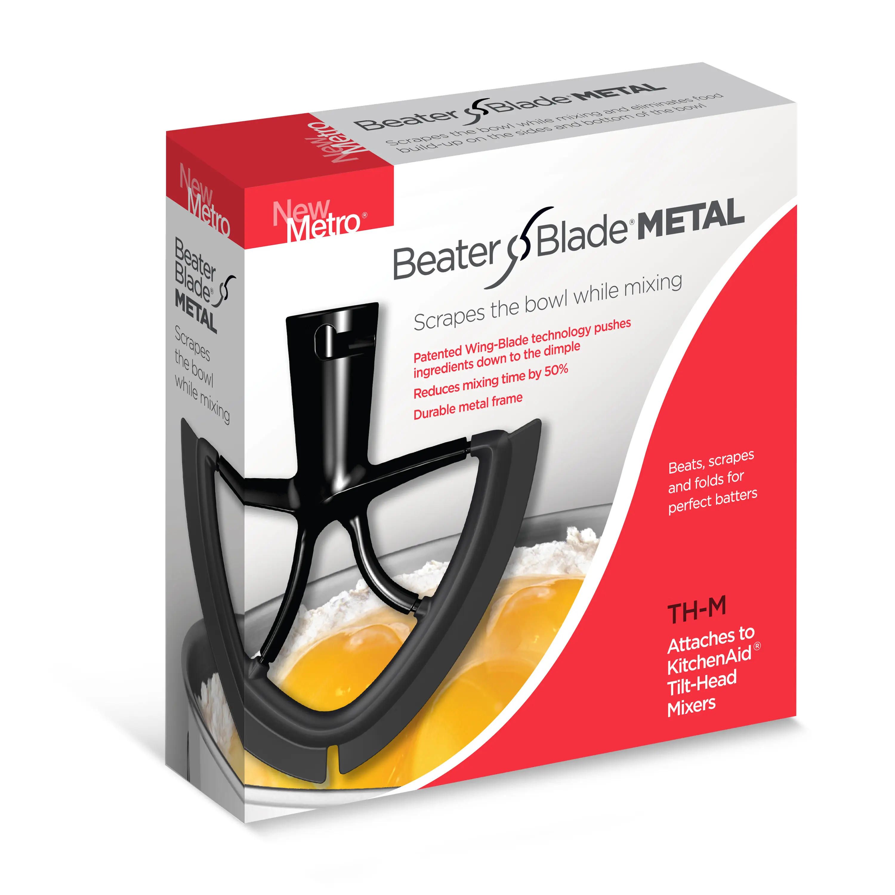 Small TH-M "Tilt-Head" BeaterBlade Flex Edge / Fits KitchenAid 4.5 & 5-QT "Tilt-Head" Mixers & 5-Qt Glass Bowls  - New Metro Design