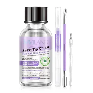 SAVILAND Fast Nail Glue Remover Kit: Press On Nail Remover 4 Pcs Cuticle Tools Easy Removal of Nails Glue and Acrylic Nails Tips 30 ml Debonder Serum and Cuticle Oil Pen Nail Prep Kit