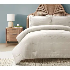 Lush Decor Clipped Stripe Jacquard Comforter Set 3pc- F/Q