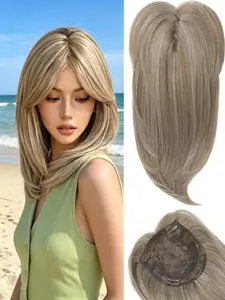 🚀 Transform Your Hair in Seconds! Blonde Balayage Hair Topper with Bangs, Clip-In Synthetic, Realistic Scalp & Instant Volume for Daily Wear!