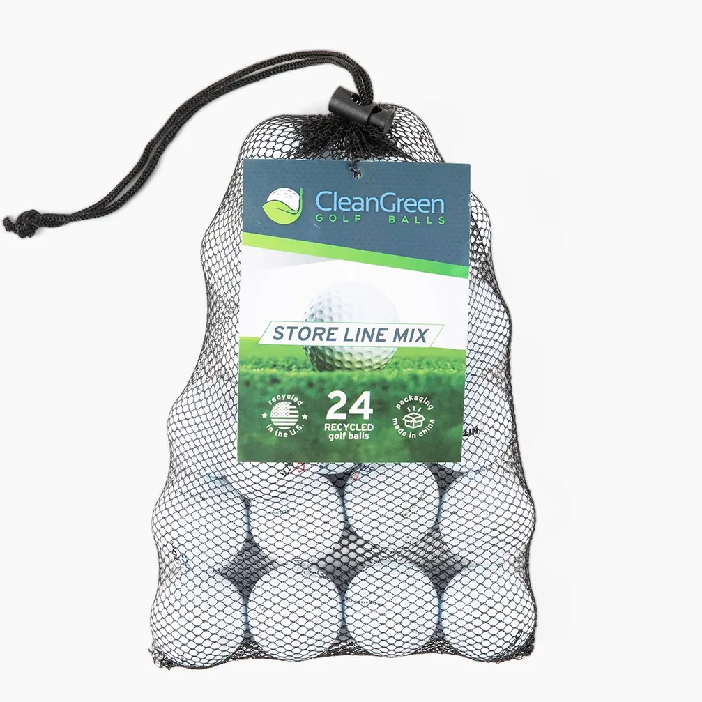 Clean Green Golf Balls 24 Store Line Recycled Golf Balls Mix - Includes Low End Brands and Mesh Reusable Bag, Adults, Golfers