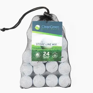 Clean Green Golf Balls 24 Store Line Recycled Golf Balls Mix - Includes Low End Brands and Mesh Reusable Bag