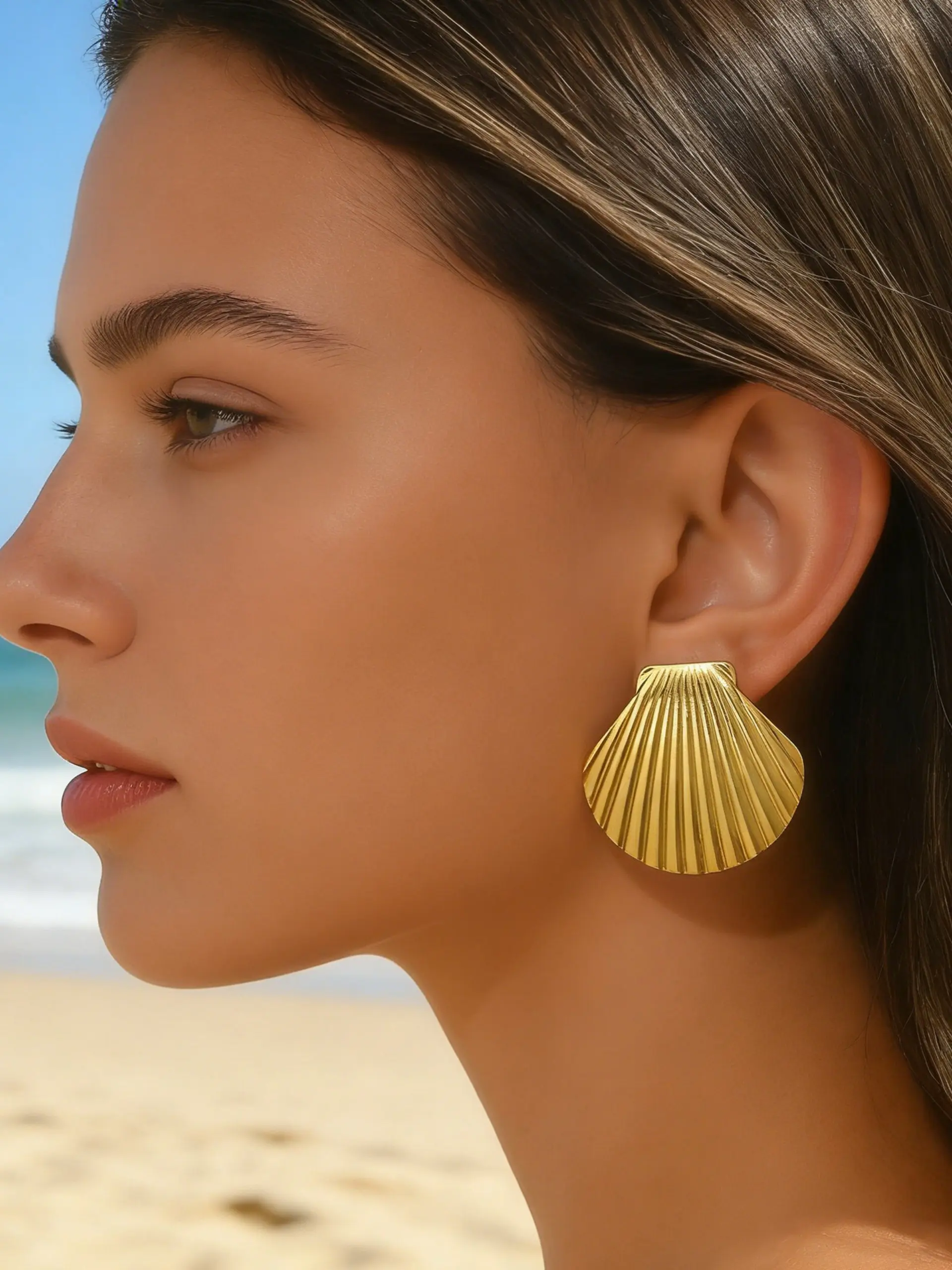 2pcs/set Elegant Stainless Steel Shell Earrings, Beach Style Fashion Jewelry, Perfect Gift for Mother's Day, Birthday, Valentine's Day, Statement Earrings