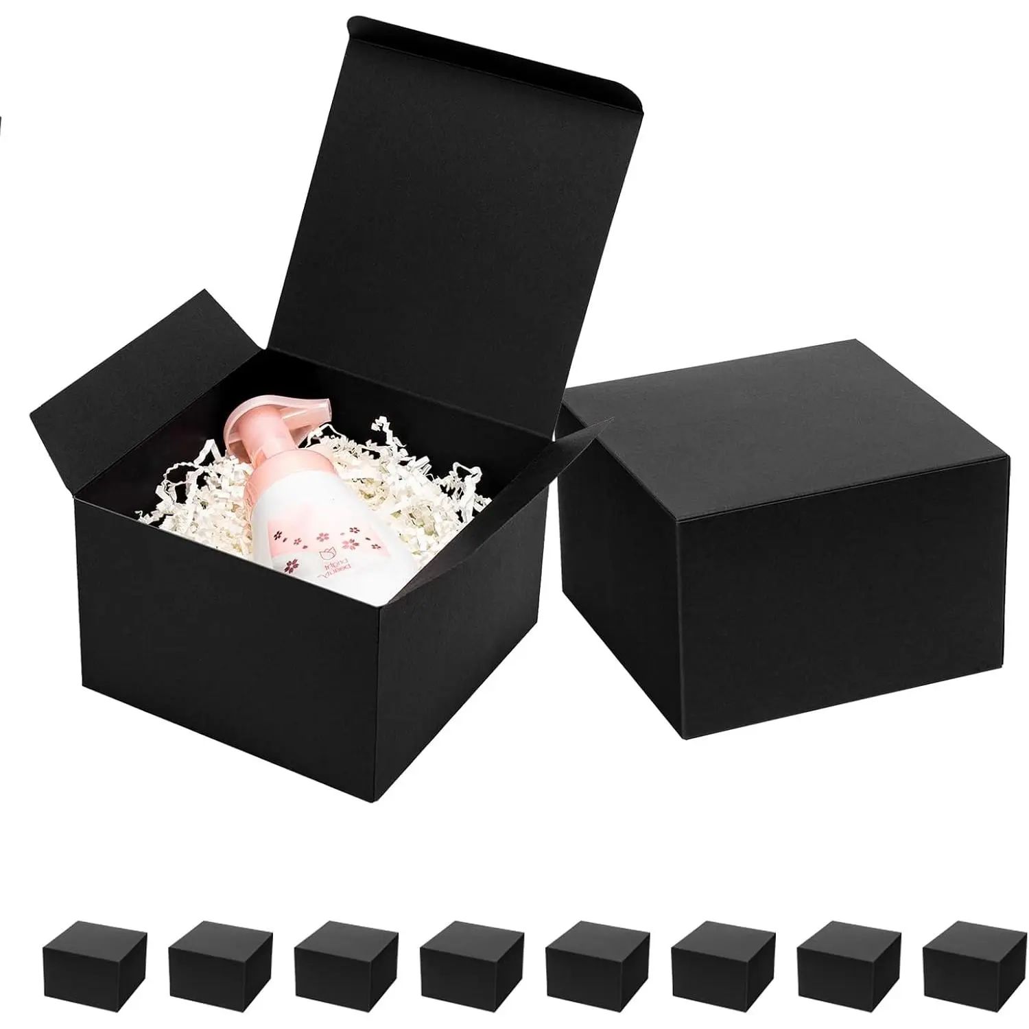 Black Gift Boxes with Lids 6x6x4 Inches 10 Pack Groomsmen Proposal Cardboard Craft Small Gift Box for Christmas, Wedding, Graduation, Holiday, Birthday Presents Packaging