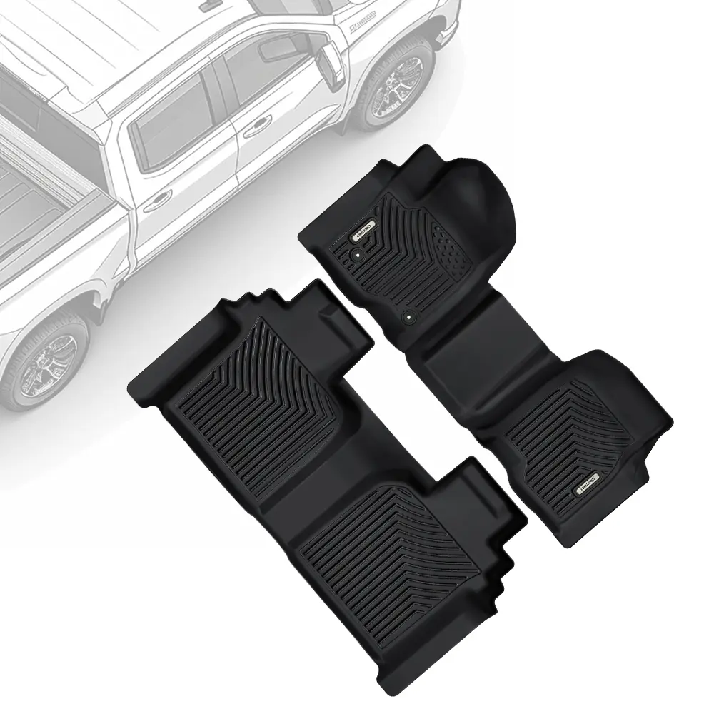 OEDRO TPE Floor Mats fits 2019-2024 Chevrolet Silverado GMC Sierra 1500, 2020-2024 2500HD 3500HD Crew Cab Bench Seat, All Weather, Waterproof