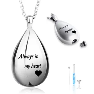 Cremation Necklace for Ashes, Cremation Jewelry Locket for Stainless Steel Teardrop Shape Urn Necklaces for Ashes Keepsake Memorial Pend with Profound Implications for Women Men
