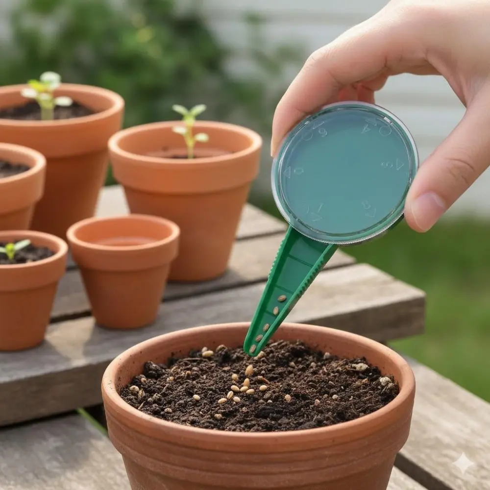 Hand Seeder for Small Seeds: 5 Adjustable Settings for Precise Spacing. Easy to Use Garden Planter Tool Boosts Efficiency. Lightweight & Portable, Perfect for Home Gardening, Garden Supplies