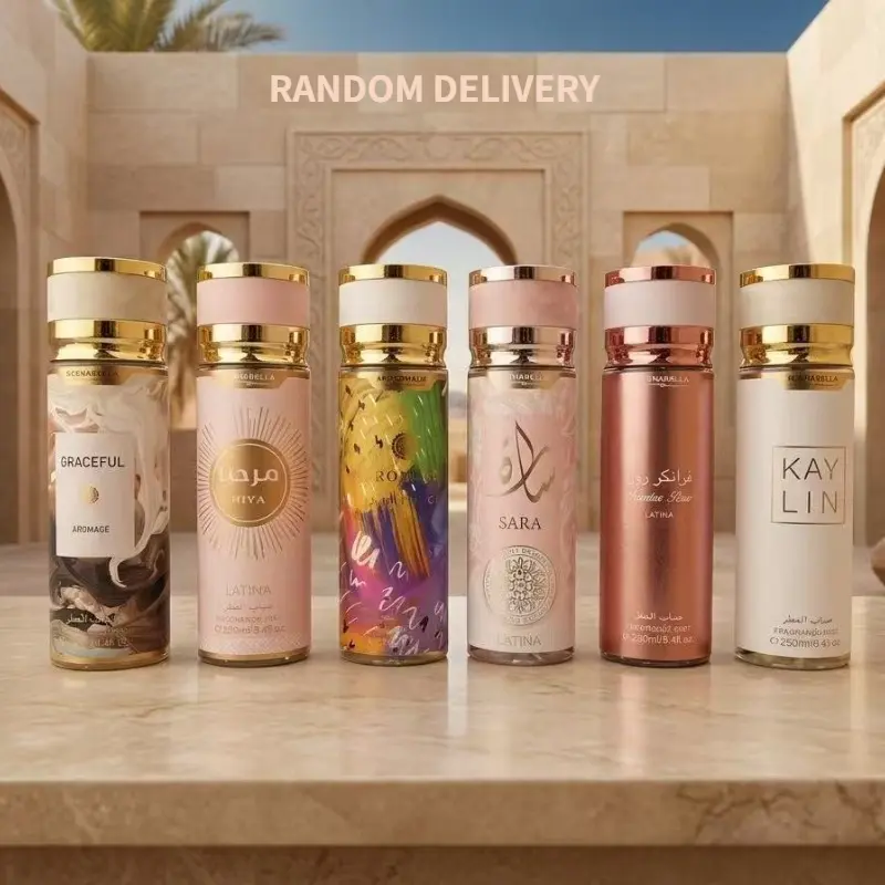 8.4oz Women's Arabic Perfume Hair Spray, 6 Random Flavors, Rich Oriental Fragrance, Suitable for Travel, Exquisite Holiday Gifts