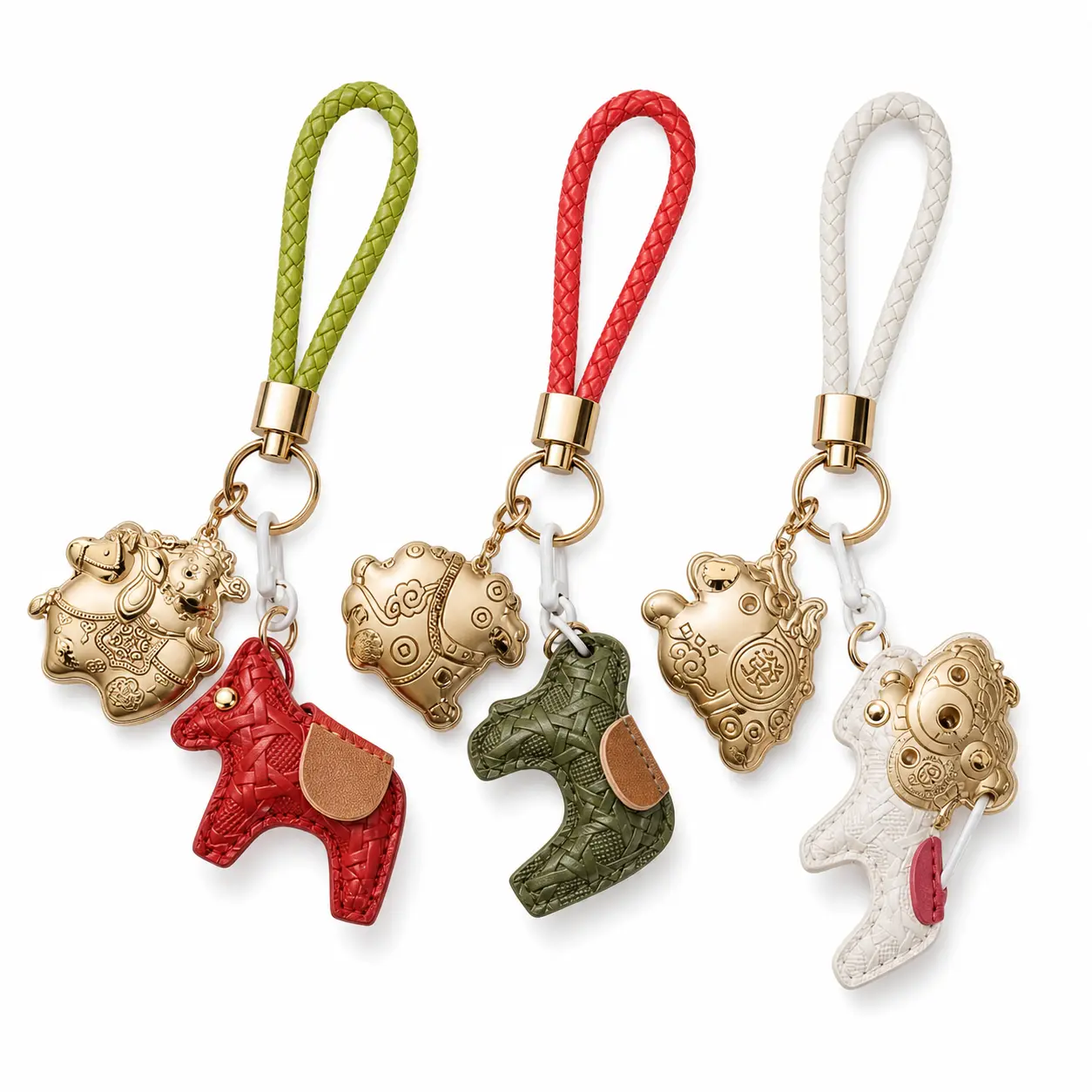 Zodiac Animal Combination Keychain with Braided Wrist Loop, 3 Colors