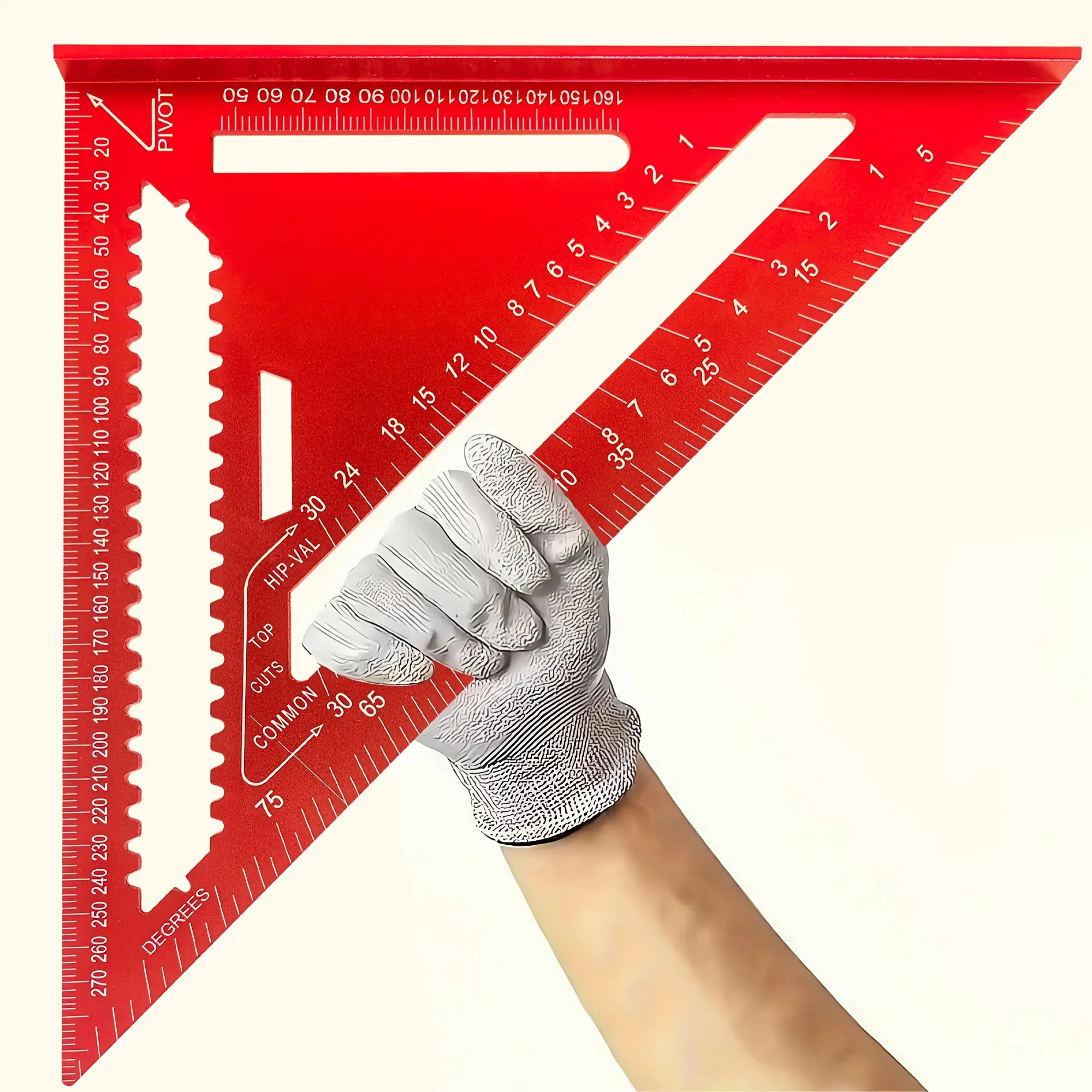 12 inch aluminum alloy triangle ruler - precision woodworking measuring tool with angle protractor and metric scale, durable metal structure, thickened high-quality measuring tool Hardware, Heavy Duty, Measuring Instrument