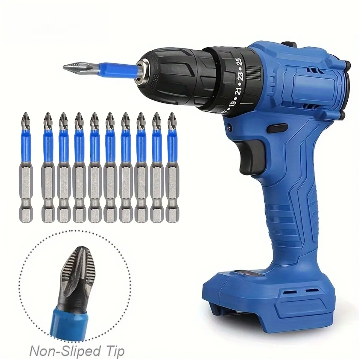 PH2 Magnetic Cross Screwdriver Bit Set, 10/15Pcs Anti-Slip Blue Coated Phillips Drill Bits with 1/4 Hex Shank for Electric Screwdriver, Power Drill, DIY Woodworking & Hardware Repair