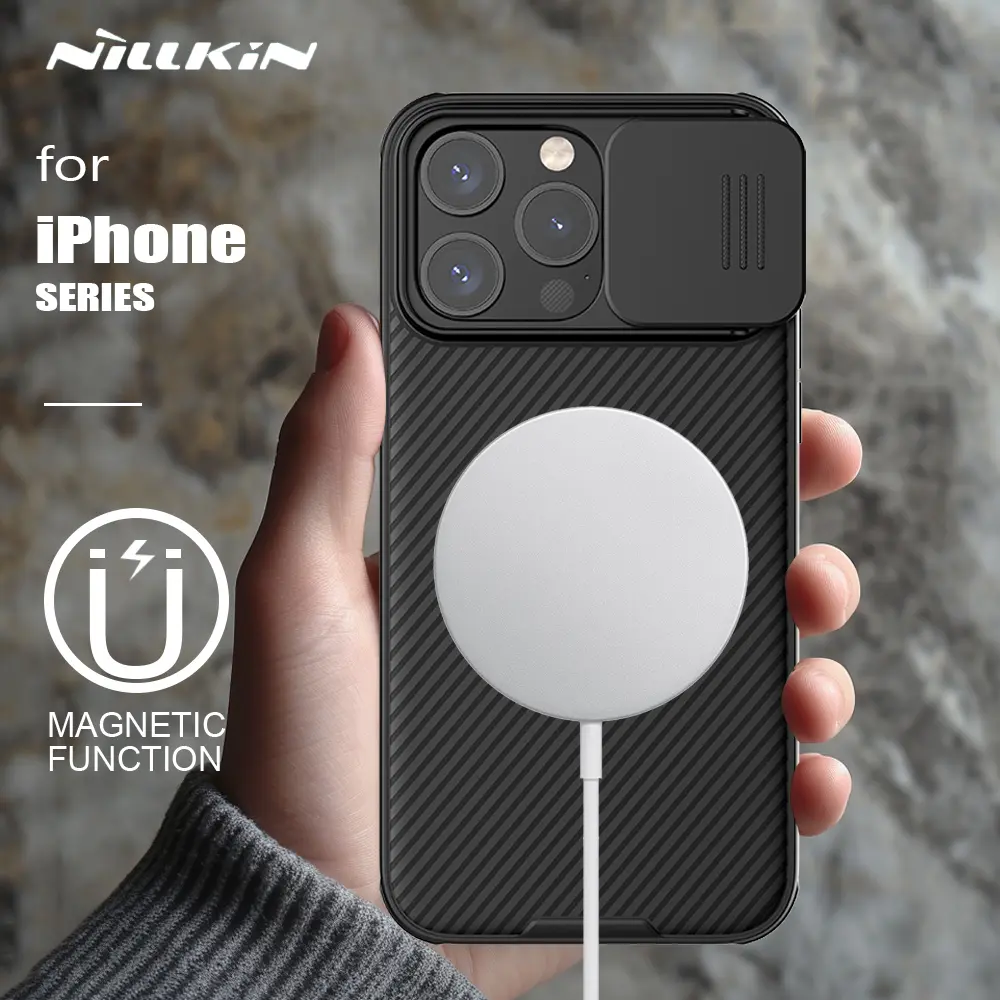 for iPhone 15 13 12 Pro Max 14 Plus Case Nillkin Camshield Slide Camera Phone Cases for Magsafe Magnetic Heavy Duty Back Cover Matte Protective Case Slim Cases