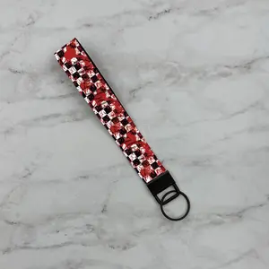 Alternative Grunge Blood Spatter Checkerboard Wristlet Mini Lanyard Keychain