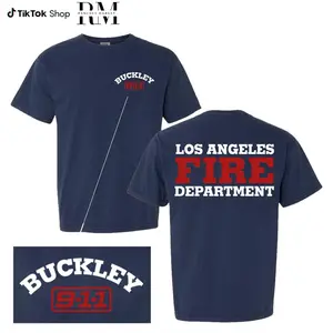 9-1-1 TV Show LAFD T-shirt, Retro Evan Buckley Unisex T-shirt, Nine Eleven Tee, 911 TV Series T-shirt, Unisex Comfort Cotton Tee Menswear Top, Trendy Regular Workout Tee, For Men, For Women, Summer , Cotton,