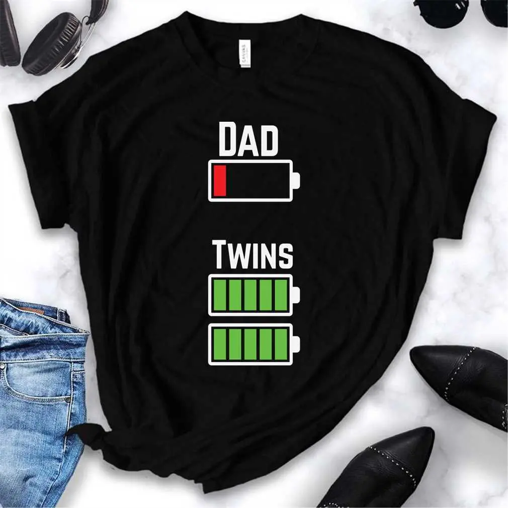 Dad Twins Battery   Bright  T-Shirt