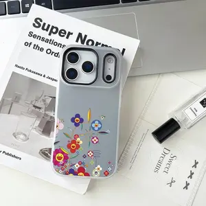 ART M-Murakami T-Takashi Phone Case For iPhone 17 16 15 14 13 12 11 Pro Max Air Plus Large-aperture Jelly Double-layer Frosted phone Case Luxury Fashion