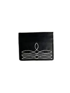 WESTERN GENUINE LETHER BOOT STITCH CARD HOLDER: Black
