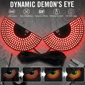 Universal LED Devil Eyes Car Light Screen | 2PCS USB Rechargeable Digital Eye Display | RGB Color-Changing Exterior Strobe | Smart Interactive Headlight Accessory rock lights truck stuff Fuse Assortment Kit with Smoked Lens Lights Amber stoplight rollers