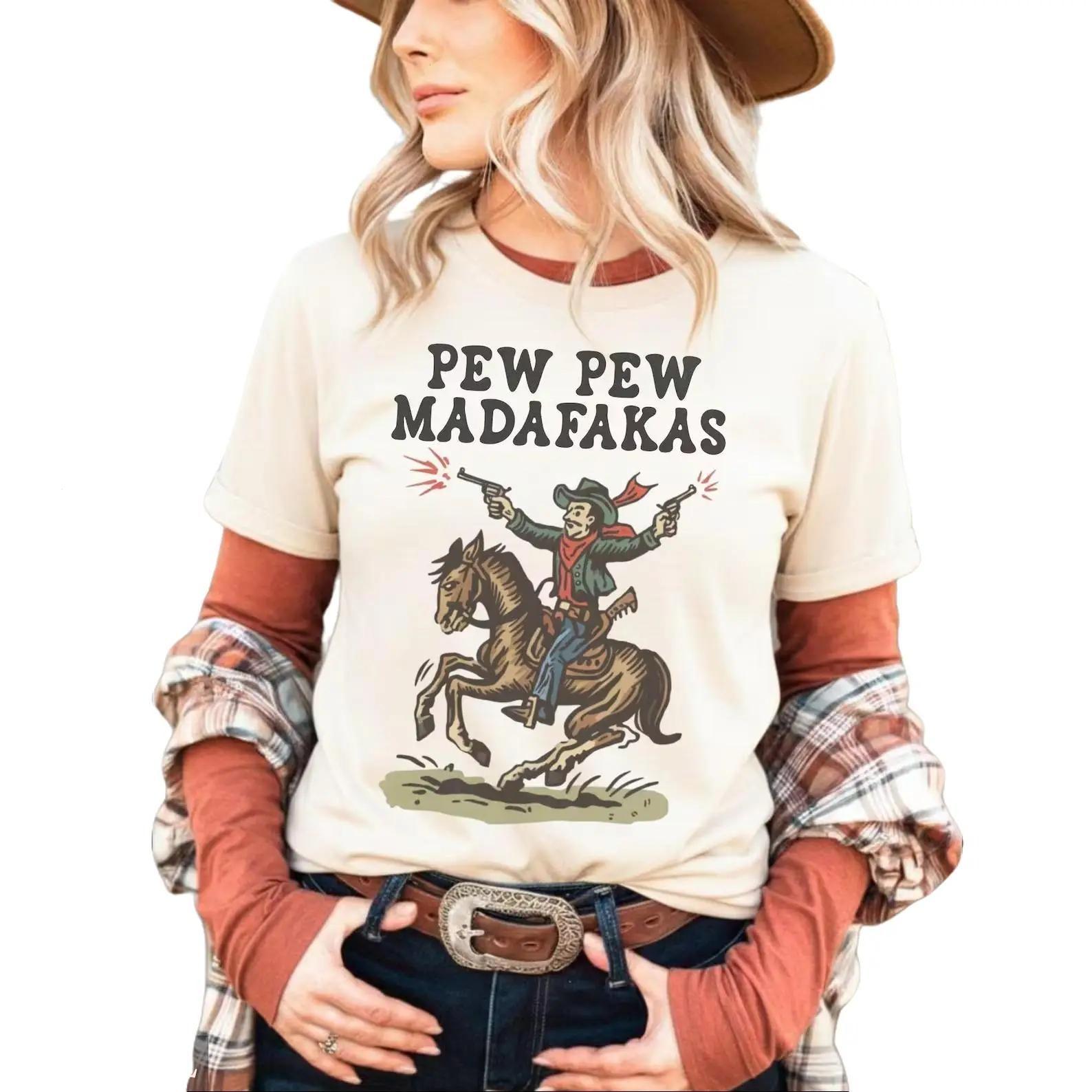 Comfort Colors Retro Cowboy Shirt, Pew Pew Madafakas Tshirt, Funny Western Gift, Vintage Cowboy Graphic Tee, Vintage Rodeo T-shirt , By crystal24..