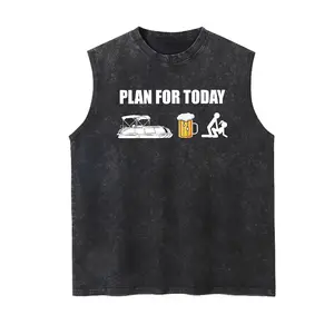Plan For Today Pontoon Boat Vintage Tank 90s Graphic Sleeveless Tank Tops Men Vest Streetwear Outfits Men Vacation Outfits Sleeveless Shirt