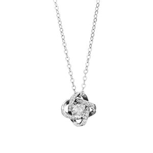 Arria Premium White Gold Tone Cubic Zirconia Love Knot Pendant Necklace
