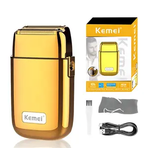 Kemei Dual Metal Electric Shaver for Men, Close Trimming, Type-C Charging, Wet/dry Use, Ergonomic Design, Long Battery Life
