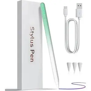 Stylus Pen for iPad 6th-11th Gen 2X Fast Charge Active Pencil Compatible with 2018-2025 Apple iPad Pro 11"/12.9"/M4 Air 3/4/5/M2/M3 Mini 5/6 Gen Gradient White Green Palm Rejection Design